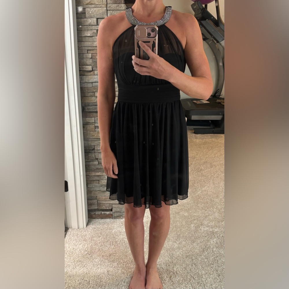 Speechless Black Halter Pleated Cocktail Dress with Embellished Neckline - Picture 7 of 7